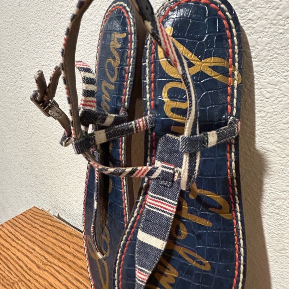 Sam Edelman Striped Navy and White Sandals - Picture 6 of 11